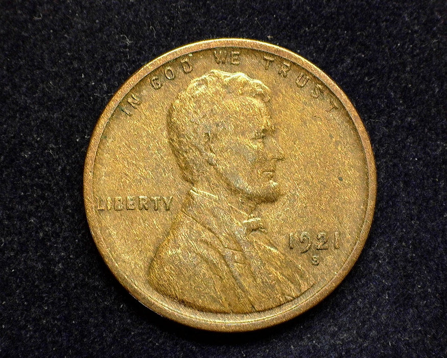 1921 S Lincoln Wheat Penny/Cent VF - US Coin
