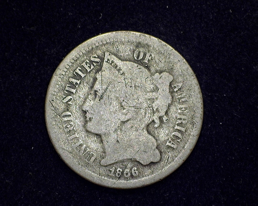 1866 Three Cent Nickel G - US Coin