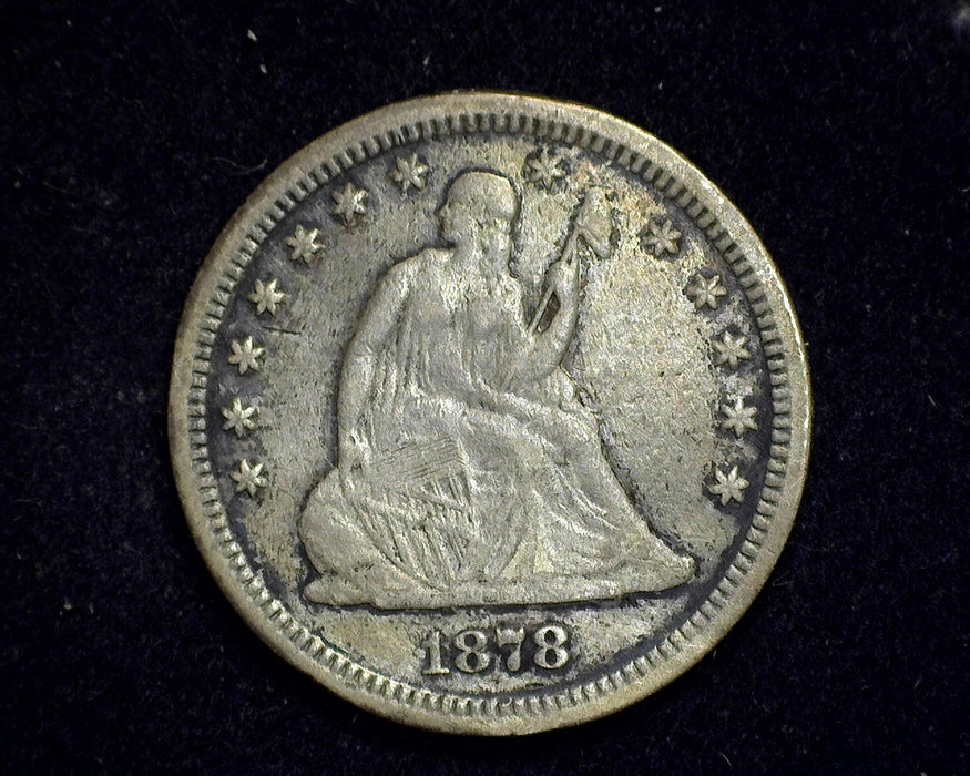 1878 Liberty Seated Quarter Love Token Inscribed "A" - US Coin