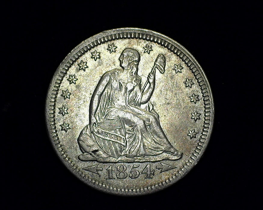 1854 Arrows Liberty Seated Quarter Xf/Au - US Coin