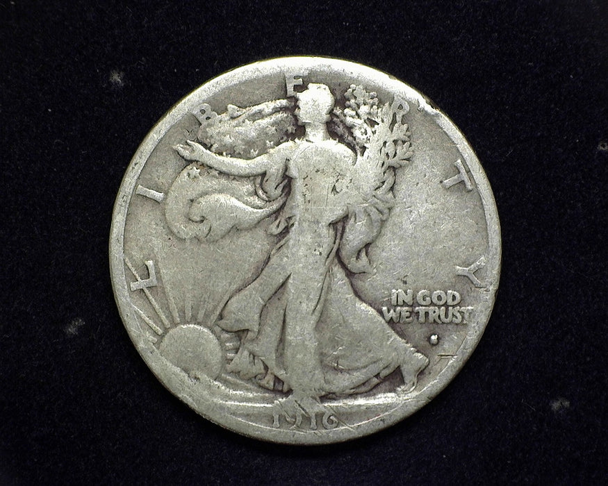 1916 S Obverse Liberty Walking Half Dollar Scratching VG - US Coin