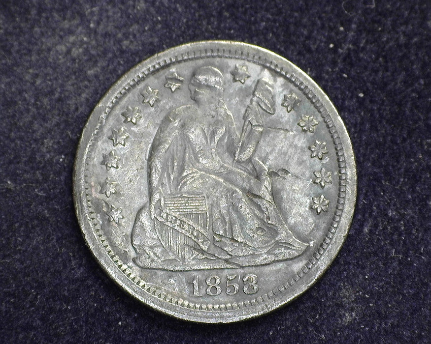 1853 No Arrows Liberty Seated Dime VF Digs - US Coin