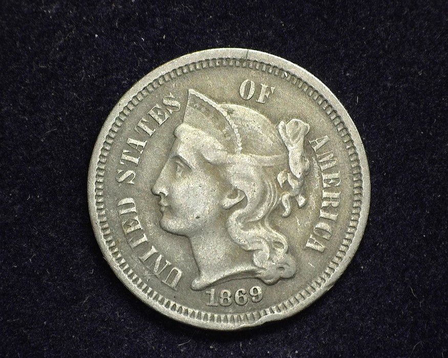 1869 Three Cent Nickel F - US Coin