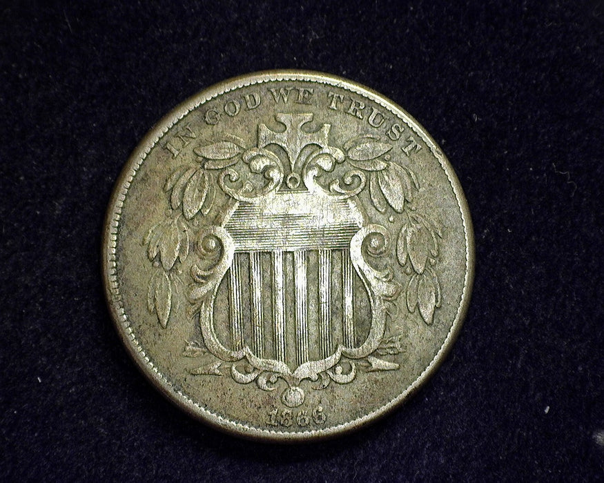 1866 Rays Shield Nickel F - US Coin