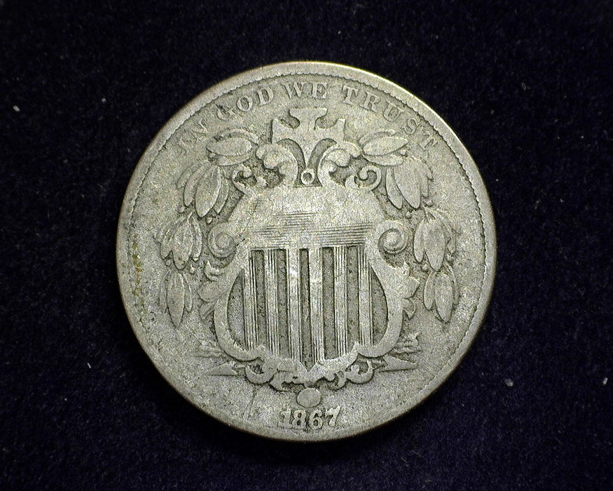 1867 No Rays Shield Nickel VG - US Coin