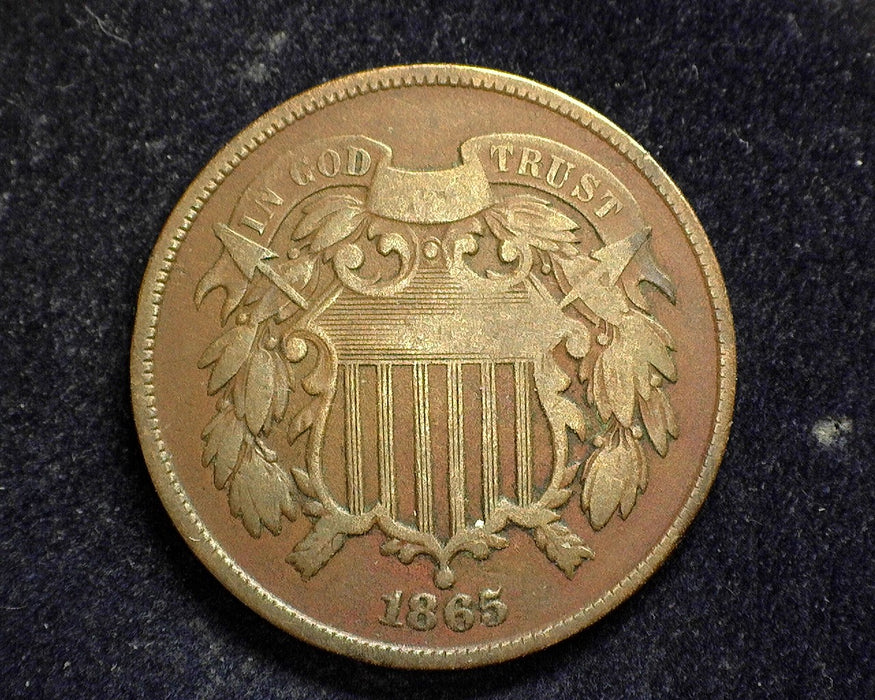 1865 Two Cent Piece VG - US Coin