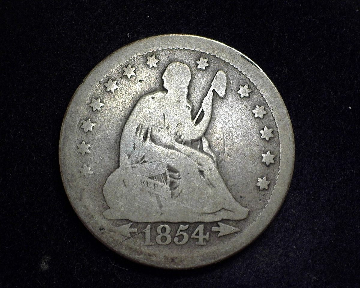 1854 Arrows Liberty Seated Quarter G/VG - US Coin — Huntington