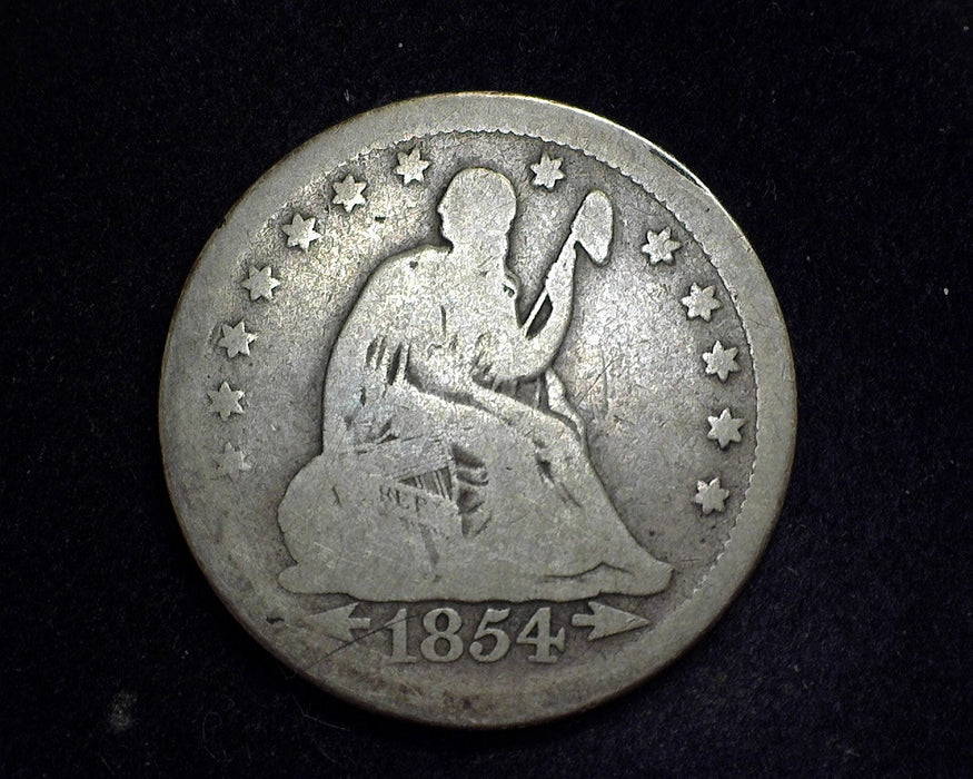1854 Arrows Liberty Seated Quarter G/VG - US Coin
