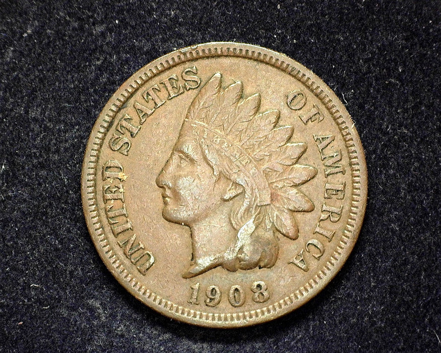 1908 S Indian Head Penny/Cent F/VF - US Coin