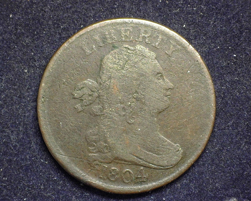 1804 Draped Bust Half Cent F Pitting - US Coin