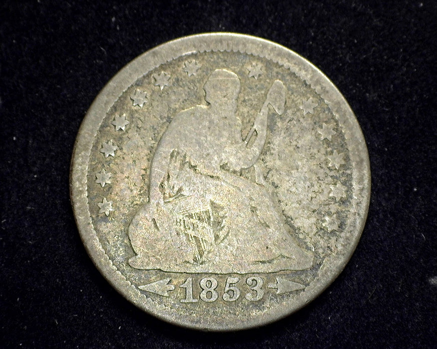 1853 Arrows Rays Liberty Seated Quarter VG - US Coin
