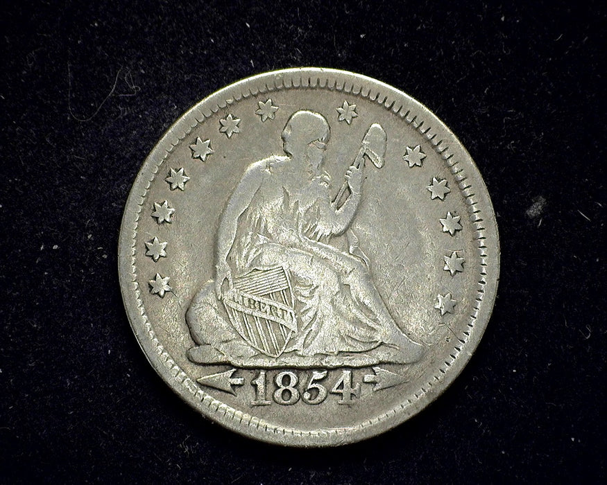 1854 Arrows Liberty Seated Quarter F - US Coin
