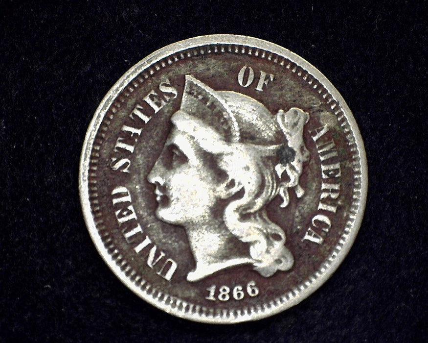 1866 Three Cent Nickel VG - US Coin