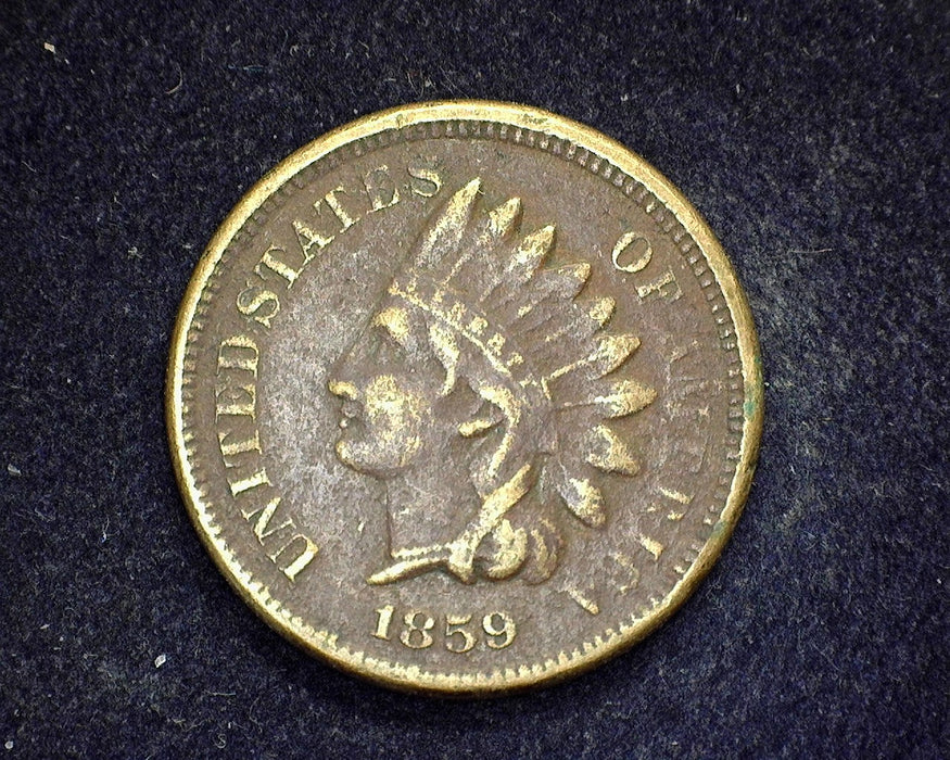 1859 Indian Head Penny/Cent F Pitting - US Coin