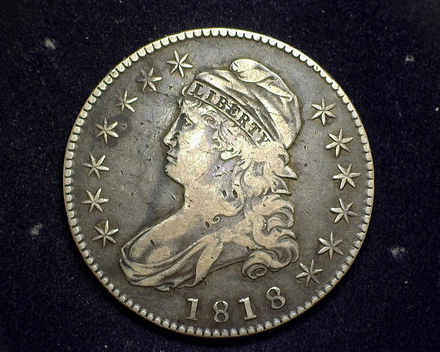 1818 Capped Bust Half Dollar F Planchet defect on reverse - US Coin