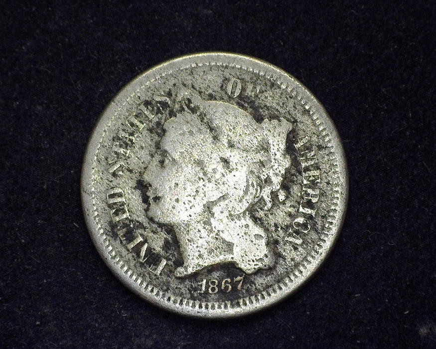 1867 Three Cent Nickel Slight pitting - US Coin