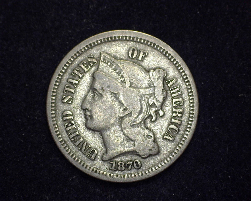 1870 Three Cent Nickel VG - US Coin