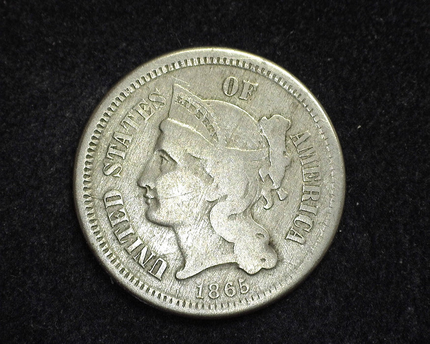 1865 Three Cent Nickel VG - US Coin