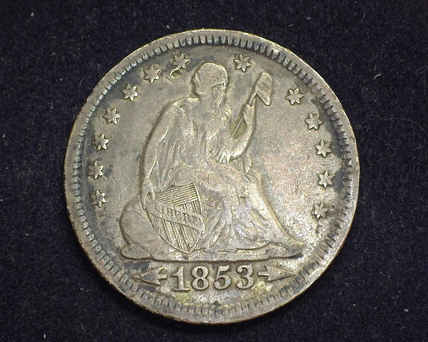 1853 Arrows and Rays Liberty Seated Quarter F/VF - US Coin