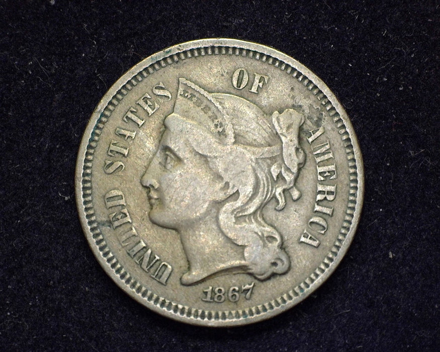 1867 Three Cent Nickel F/VF - US Coin