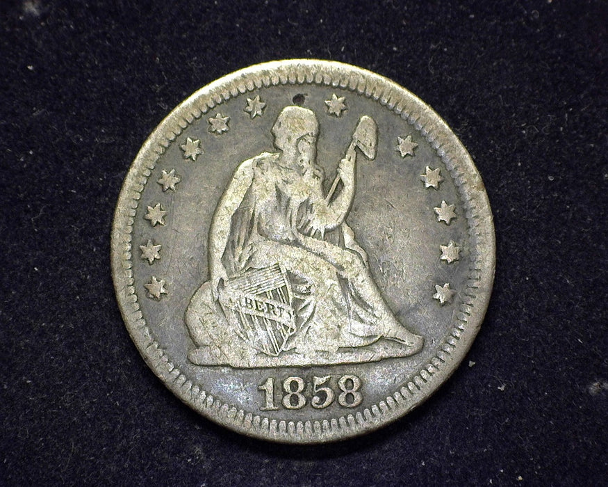 1858 Liberty Seated Quarter F/VF - US Coin
