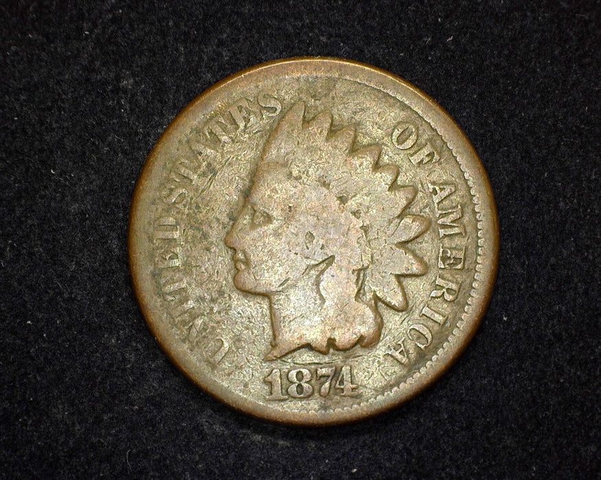 1874 Indian Head Penny/Cent G - US Coin