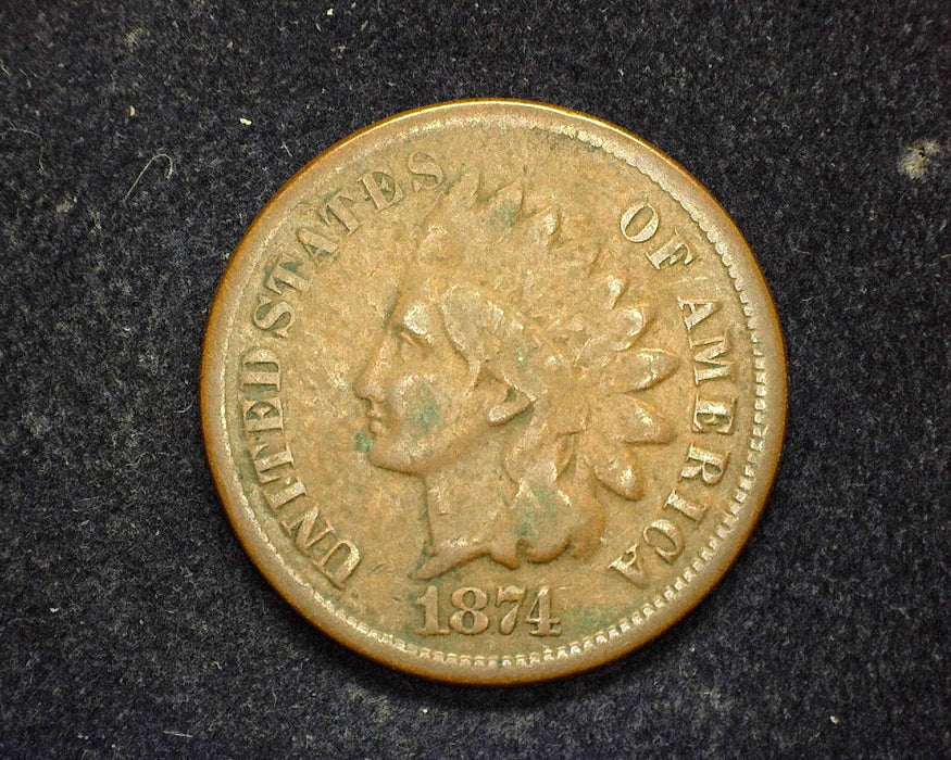 1874 Indian Head Penny/Cent VG - US Coin