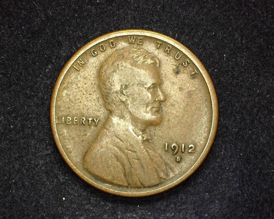 1912 S Lincoln Wheat Penny/Cent F/VF - US Coin