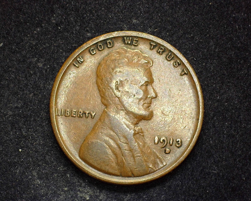 1913 D Lincoln Wheat Penny/Cent VF - US Coin