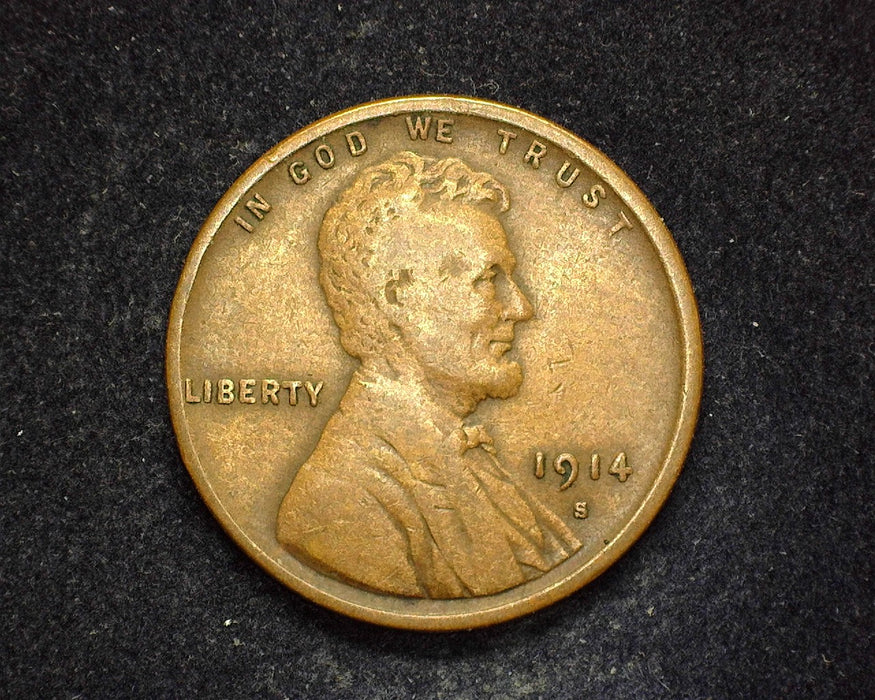 1914 S Lincoln Wheat Penny/Cent F - US Coin