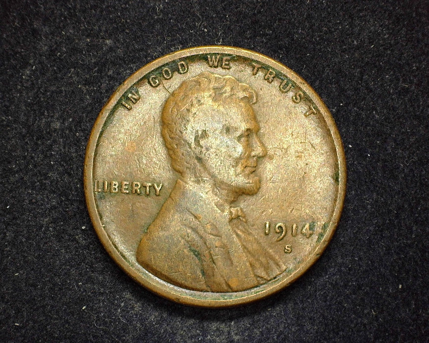 1914 S Lincoln Wheat Penny/Cent F - US Coin