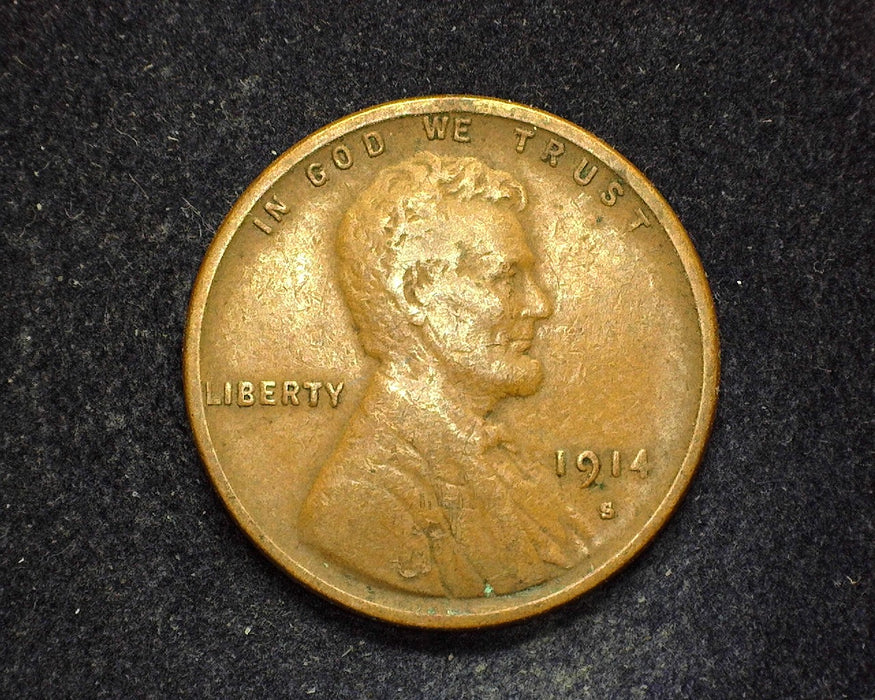 1914 S Lincoln Wheat Penny/Cent F/VF - US Coin