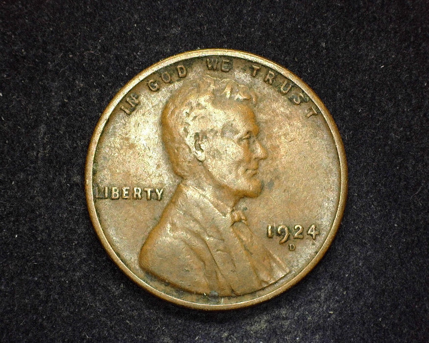 1924 D Lincoln Wheat Penny/Cent F - US Coin