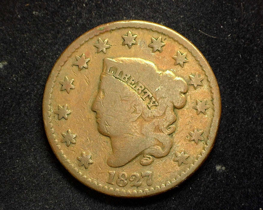 1827 Large Cent Coronet VG - US Coin