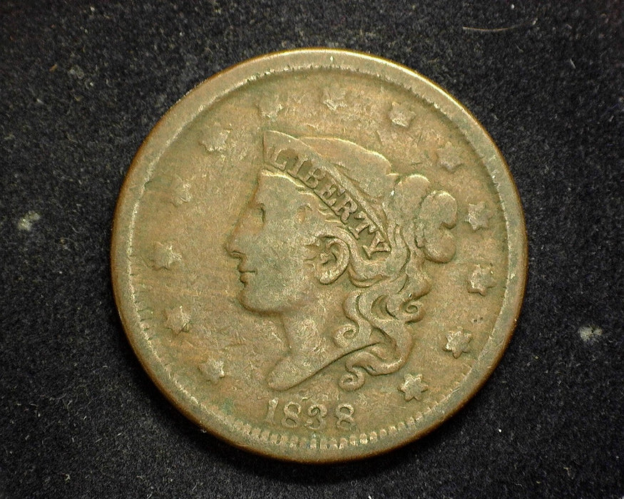 1838 Large Cent Coronet VG/F - US Coin