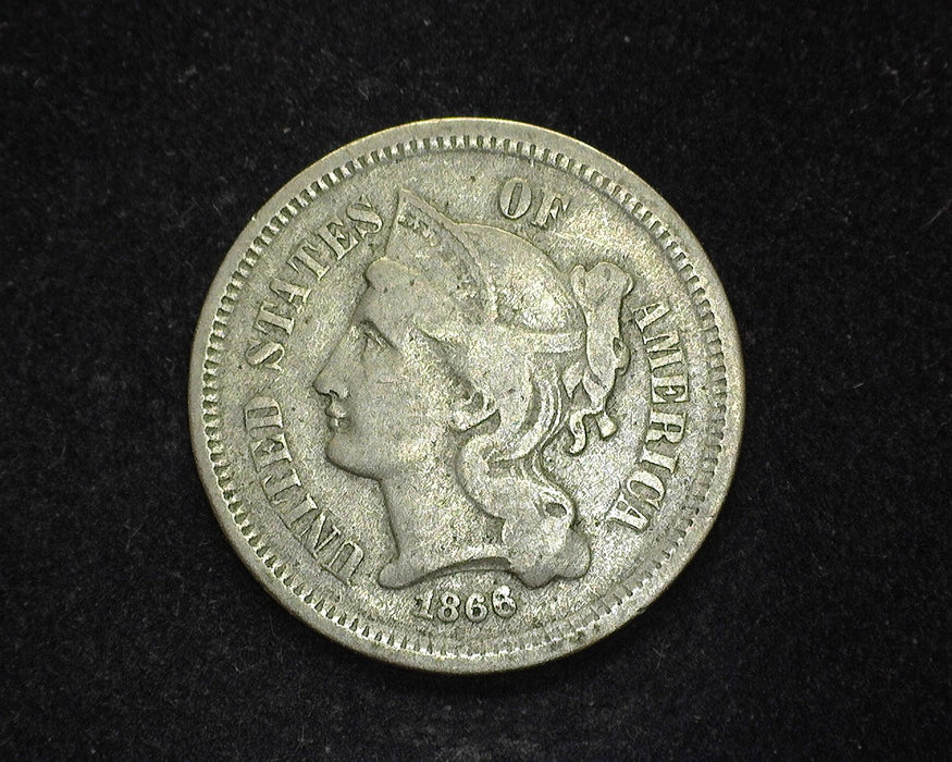 1866 Three Cent Nickel F - US Coin