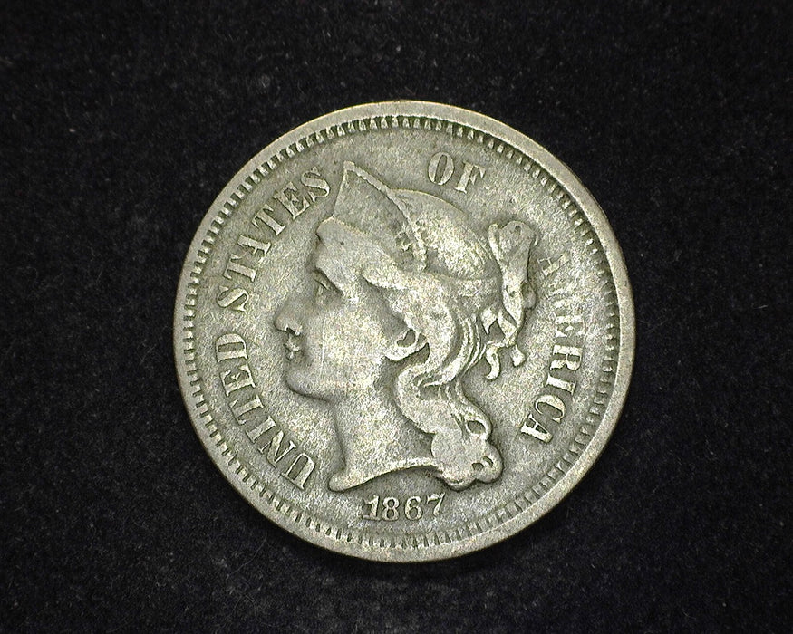 1867 Three Cent Nickel F - US Coin