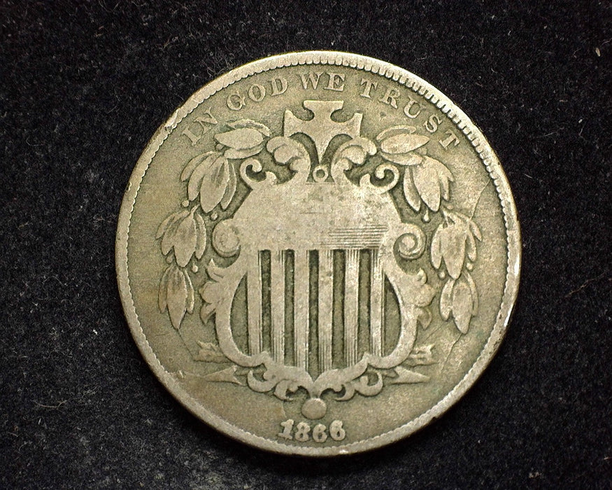 1866 Rays Shield Nickel VG - US Coin