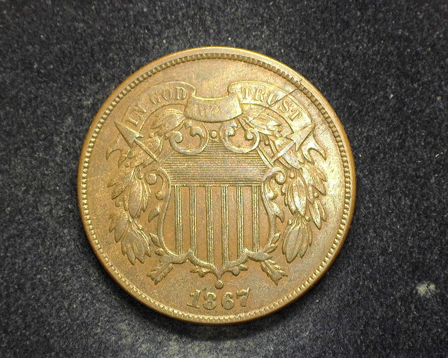 1867 Two Cent Piece VF - US Coin