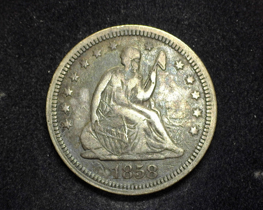1858 Liberty Seated Quarter F - US Coin