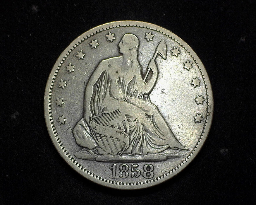 1858 Seated Liberty Half Dollar VG/F - US Coin