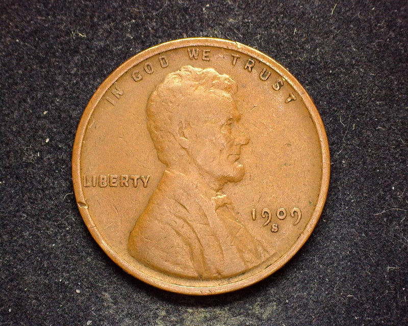 1909 S Lincoln Wheat Penny/Cent F/VF - US Coin