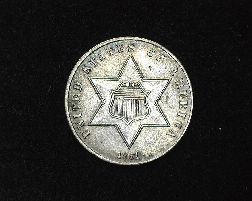 1861 Three Cent Silver AU - US Coin