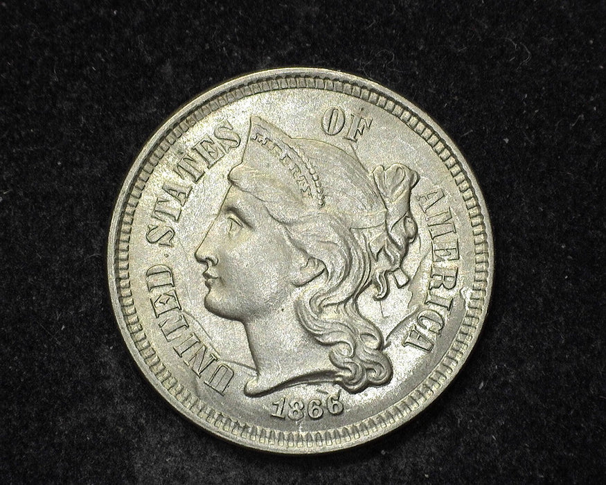 1866 Three Cent Nickel UNC - US Coin