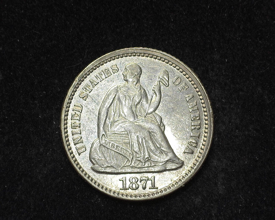 1871 Liberty Seated Half Dime AU - US Coin