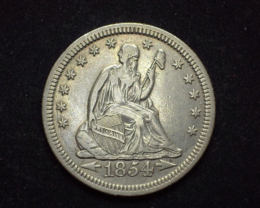 1854 Arrows Liberty Seated Quarter XF - US Coin