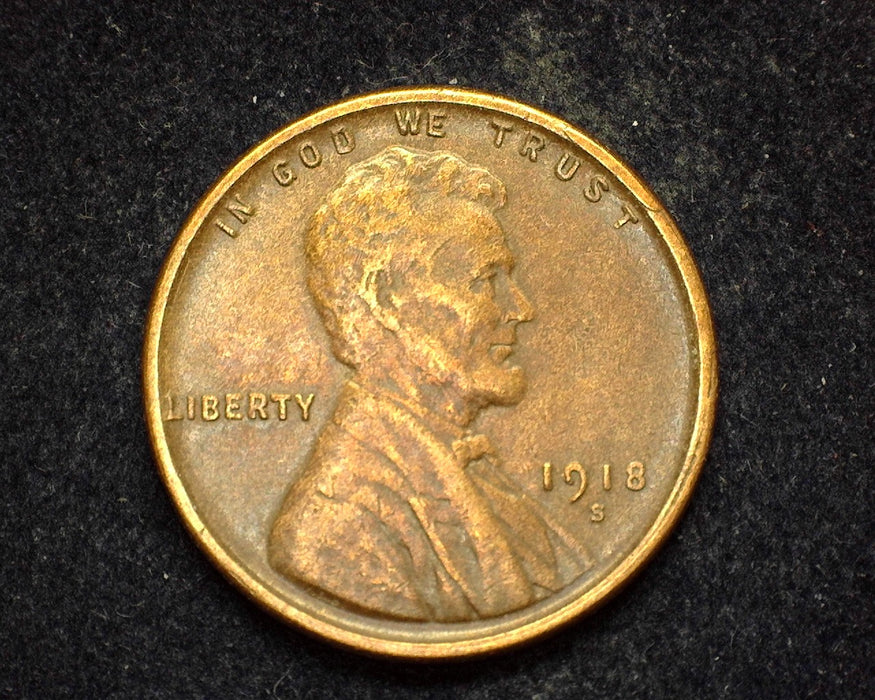 1918 S Lincoln Wheat Cent XF - US Coin