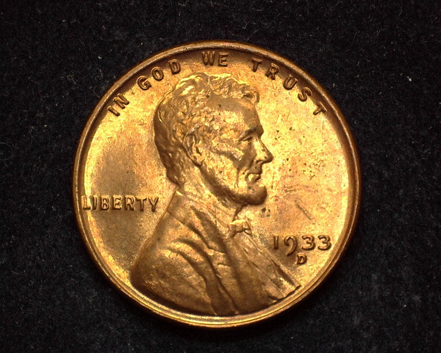 1933 D Lincoln Wheat Cent BU Red - US Coin