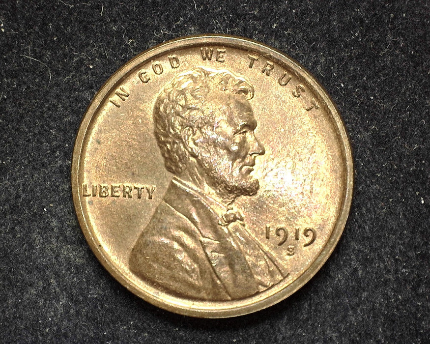 1919 S Lincoln Wheat Cent BU MS63 Red - US Coin