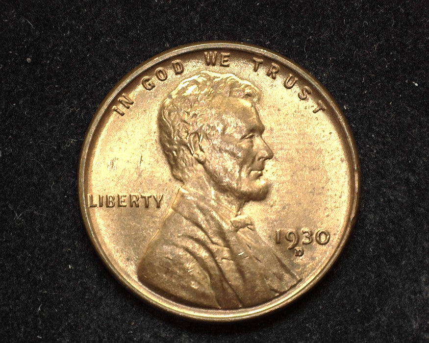 1930 D Lincoln Wheat Cent BU MS63 Red - US Coin